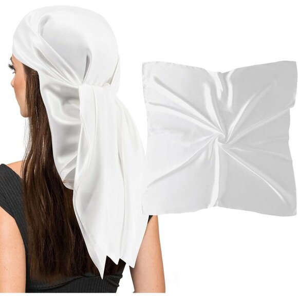 Accessories - 35" Square Silk Like Head Scarf - Women's Fashion Silk Feeling Scarf for Hair Wr